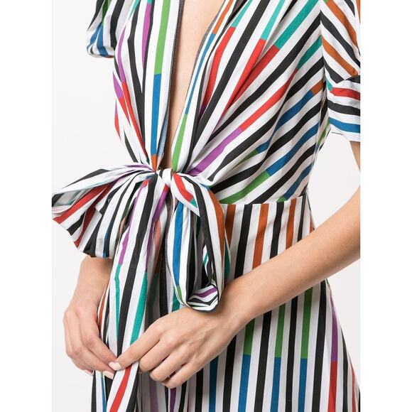 Silvia Tcherassi Roopal Color-Block Shirt Dress in Sangria Stripes, Sz S - Picture 5 of 14